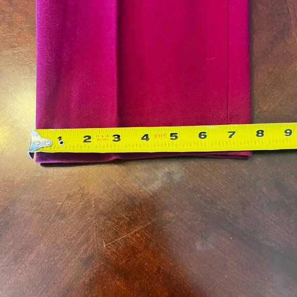 Jaeger Womens High-Waisted Pleated 100% pure Wool Trousers XS Fuchsia Pink 80's - Picture 13 of 13